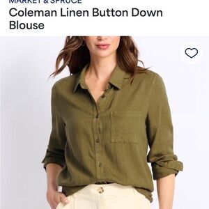 Market & Spruce Olive Button-Down Shirt